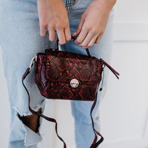 Snakeskin Print Vegan Leather Mini Tote Crossbody Bag